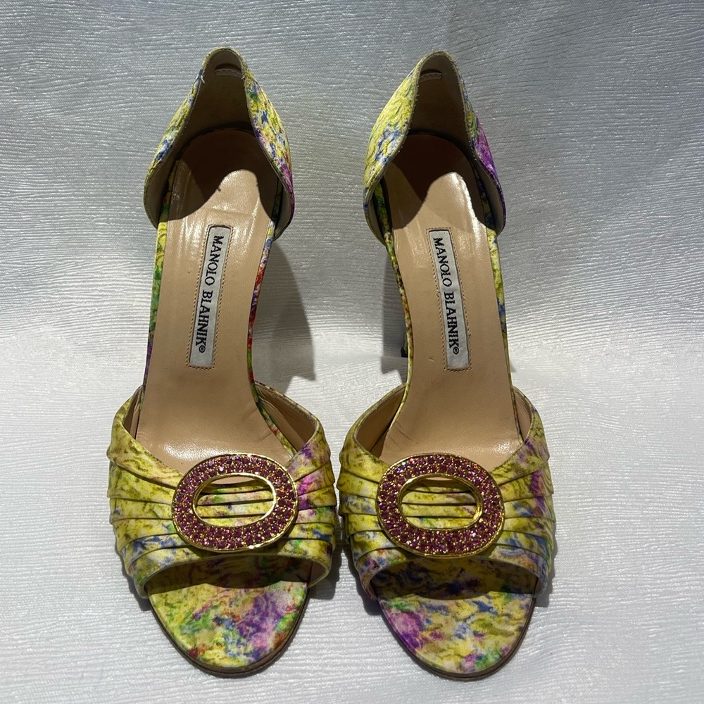 Manolo Blahnik floral heels